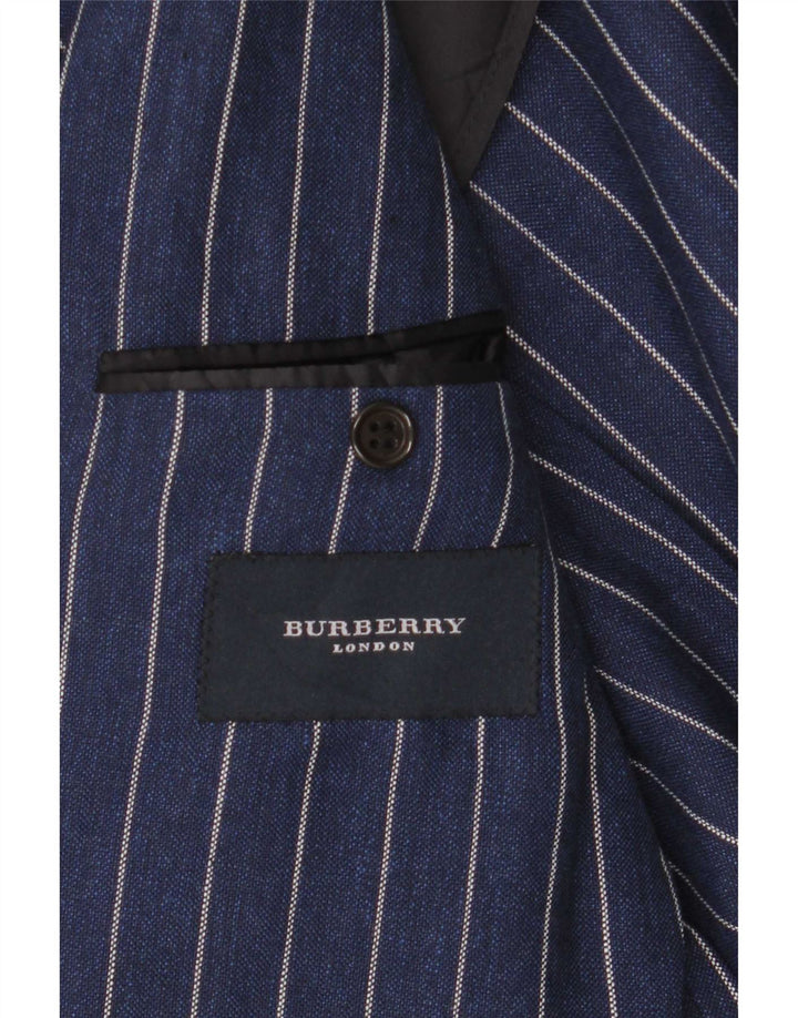 Burberry Herren-Blazer mit 2 Knöpfen, IT 48, mittelmarineblaue Nadelstreifenwolle