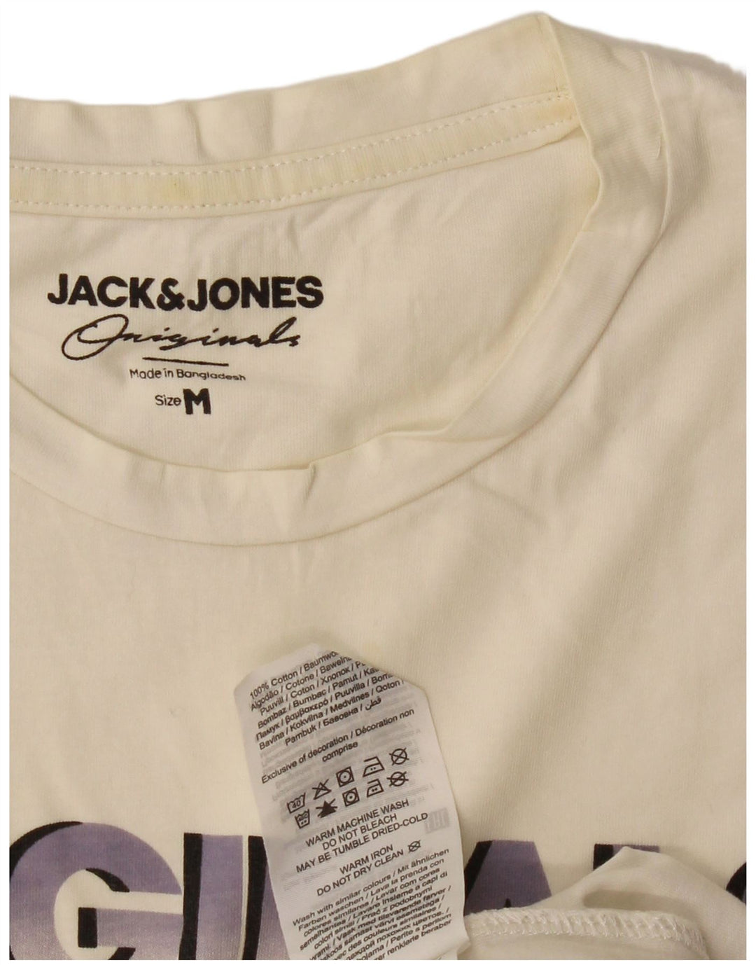 JACK & JONES Herren Originals Grafik-T-Shirt-Oberteil aus mittelweißer Baumwolle