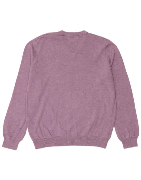 Marks & Spencer Mens V-Neck Jumper Sweater Large Purple Cotton