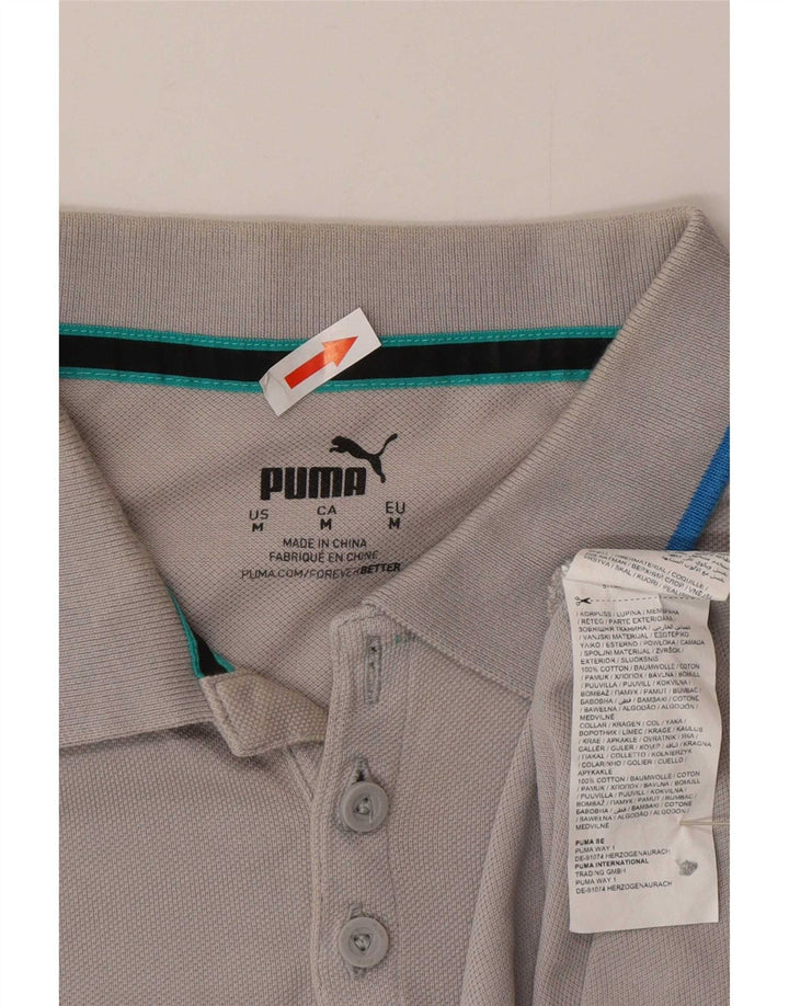 Puma Herren-Poloshirt aus mittelgrauer, gestreifter Baumwolle