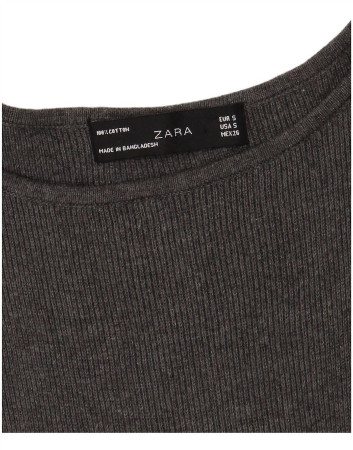 Zara Damen-A-Linien-Kleid, Größe S, Grau, Baumwolle