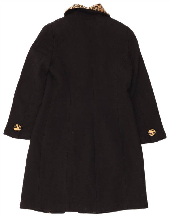 Luisa Spagnoli Damen Mantel IT 44 Mittelschwarze Schurwolle mit Animal-Print