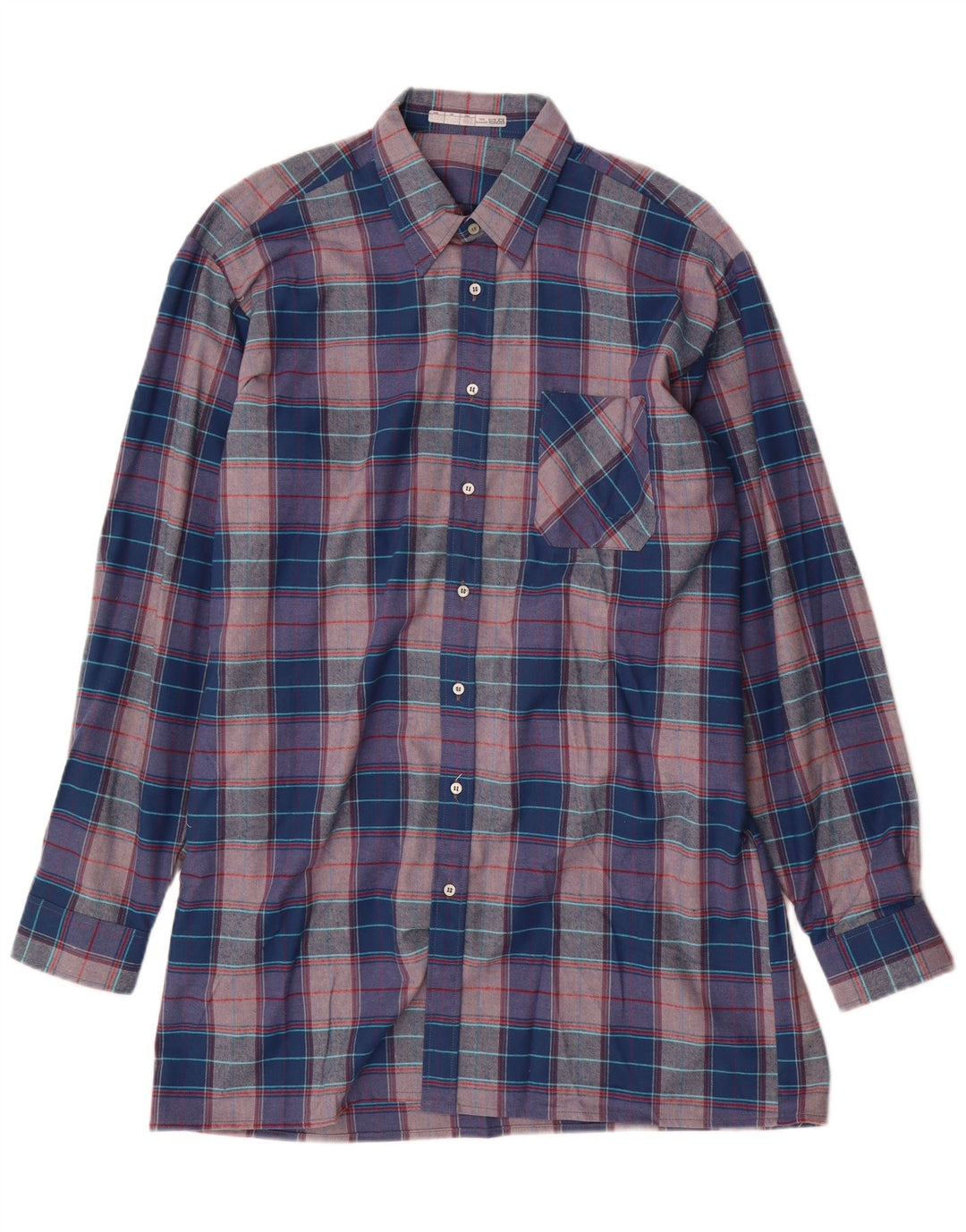 Vintage Herren Flanellhemd Größe 41 Große blau karierte Baumwolle