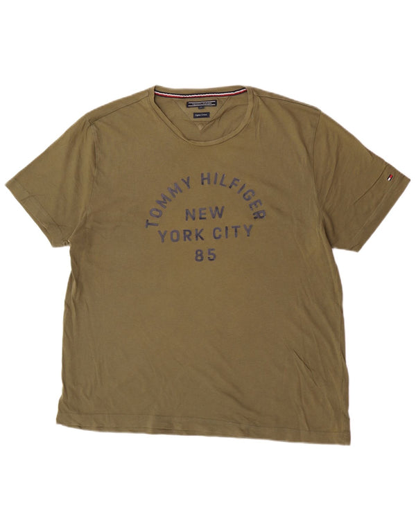 Tommy Hilfiger Herren-T-Shirt mit Grafik, XL, grüne Baumwolle