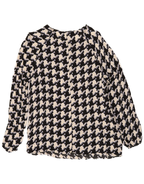 Fiorella Rubino Damen Blusentop UK 14 Mittelschwarze Hahnentritt-Viskose