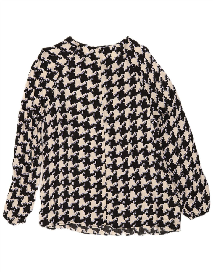 Fiorella Rubino Damen Blusentop UK 14 Mittelschwarze Hahnentritt-Viskose