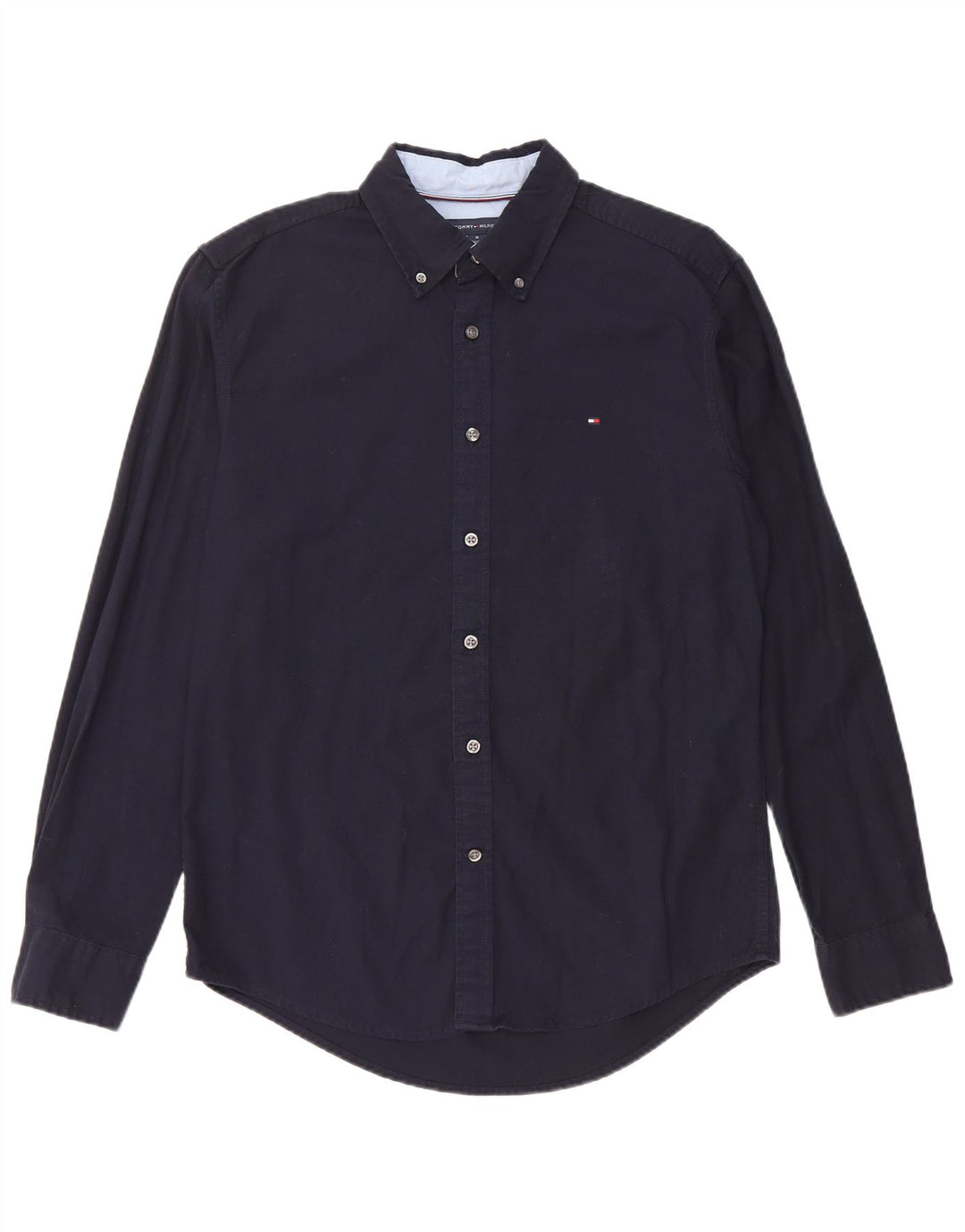 Tommy Hilfiger Herrenhemd aus mittelblauer Baumwolle in Marineblau