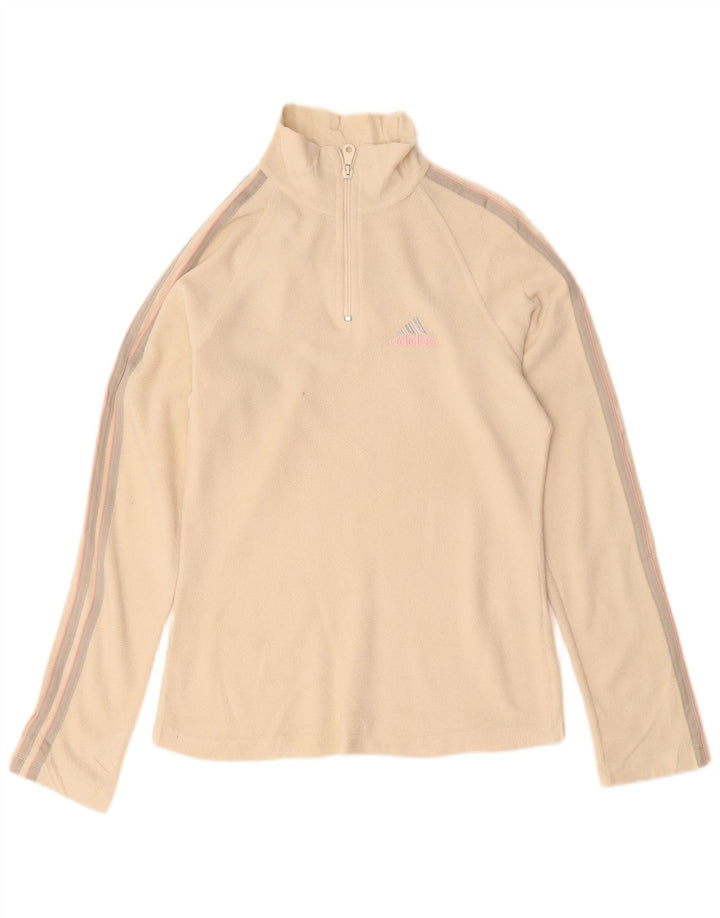 Adidas Damen-Fleecepullover mit Reißverschluss, UK 14, Größe L, Beige, Polyester