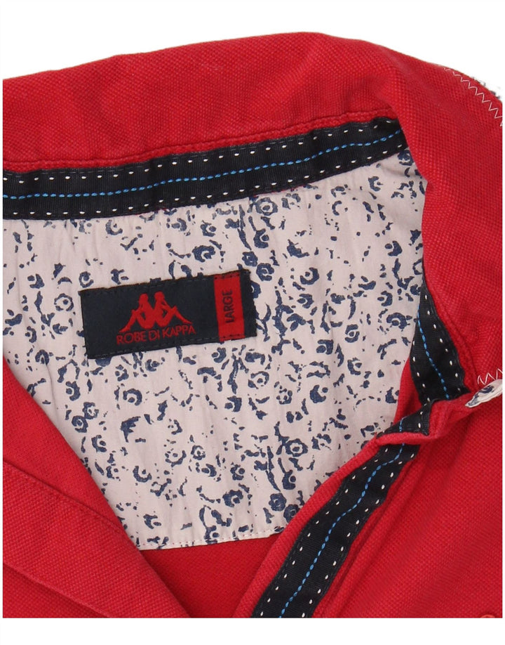 KAPPA Damen Poloshirt UK 14 Große rote Baumwolle