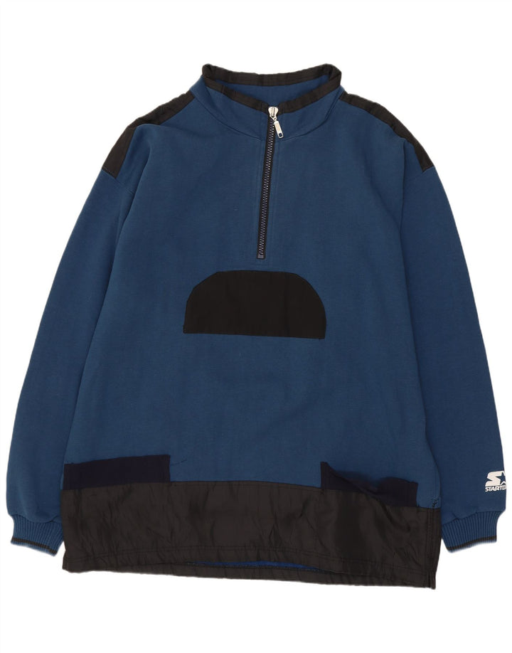 Starter Herren-Sweatshirt mit Reißverschluss am Hals, XL, blau, Colourblock-Polyester
