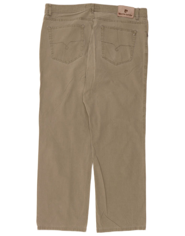 PIERRE CARDIN Mens Straight Casual Trousers W40 L30 Green Cotton