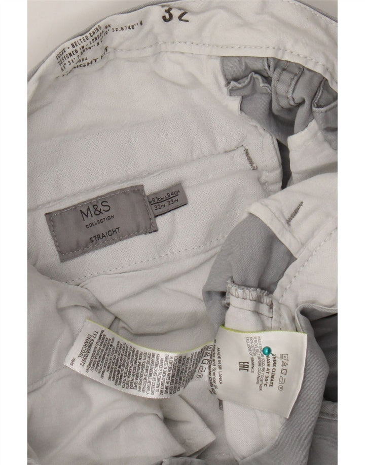 Marks & Spencer Herren gerade Chinohose W32 L33 graue Baumwolle