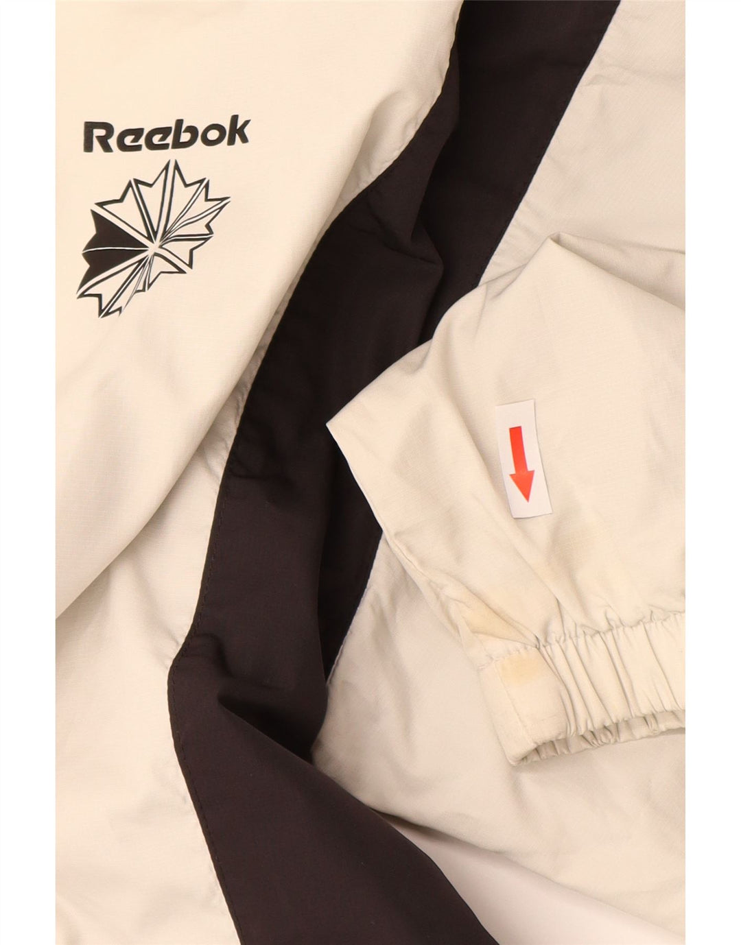 Reebok Herren-Trainingsanzug-Top-Jacke, groß, cremefarbenes Farbblock-Polyester