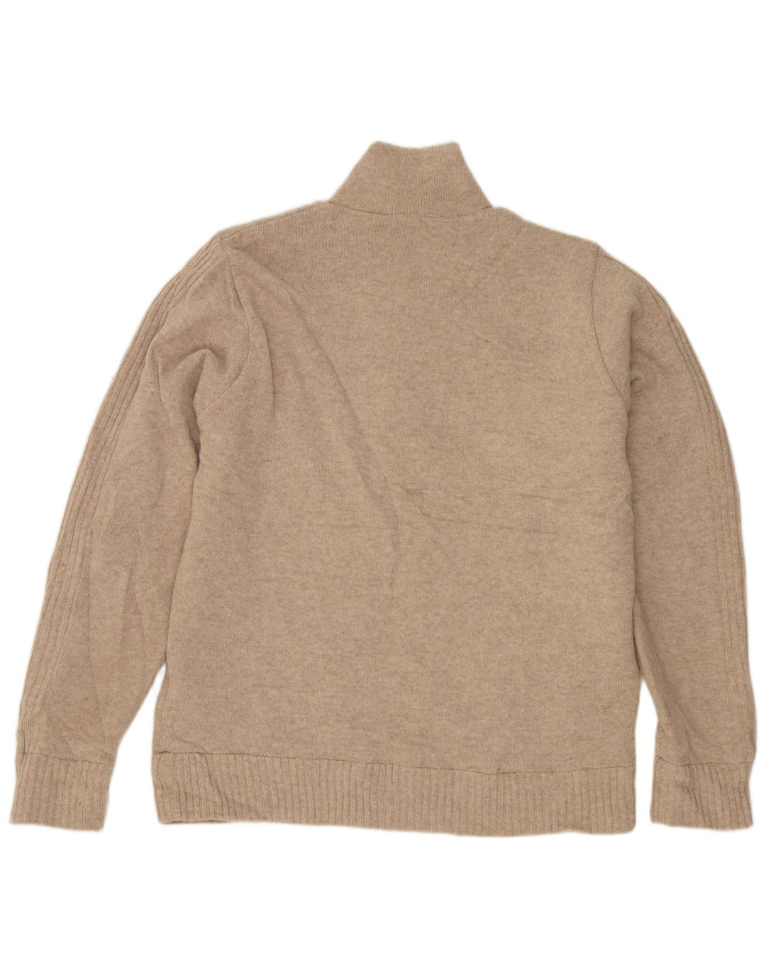 Marks & Spencer Herren Blauer Harbor-Pullover mit Reißverschluss am Hals, kleine beige Wolle