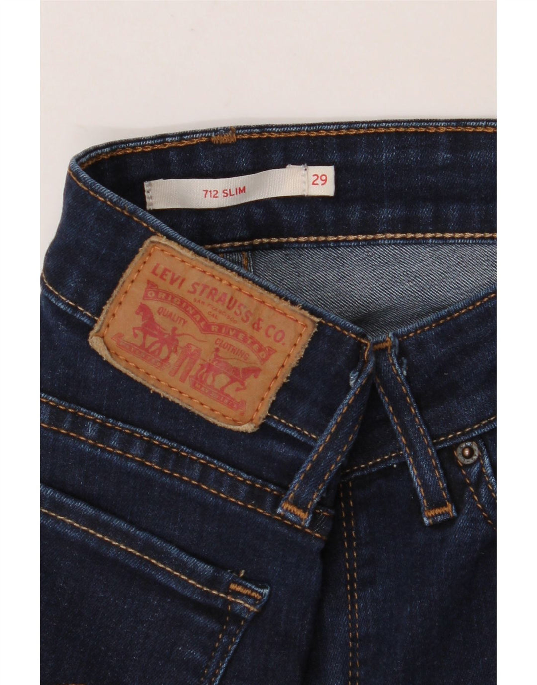 LEVI'S Damen 712 Slim Jeans W29 L31 Marineblaue Baumwolle