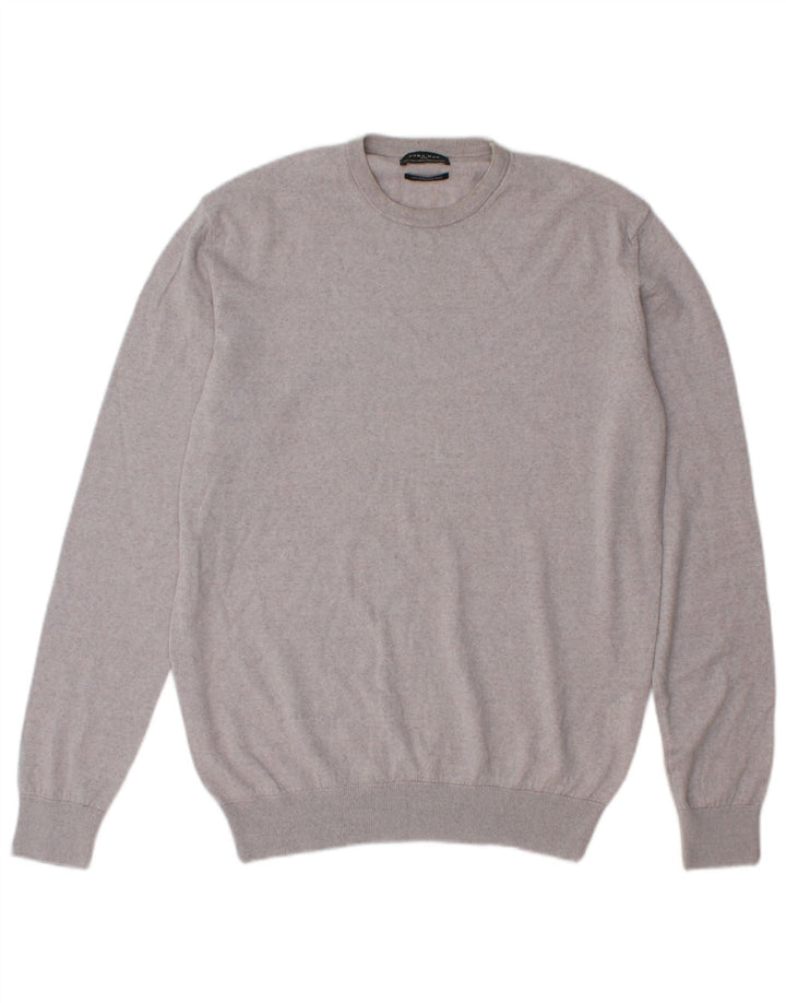 Zara Herren-Pullover mit Rundhalsausschnitt, große graue Wolle