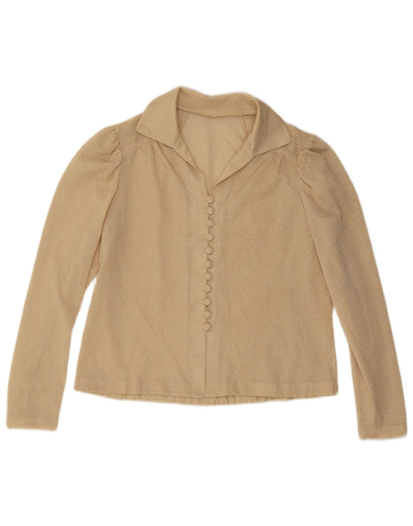 Vintage Damen Hemdbluse UK 14 Medium Beige