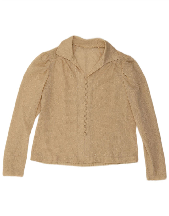 Vintage Damen Hemdbluse UK 14 Medium Beige
