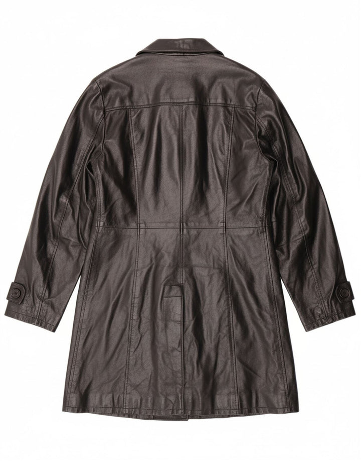 PLEASE Womens Leather Coat UK 14 Medium Black Leather