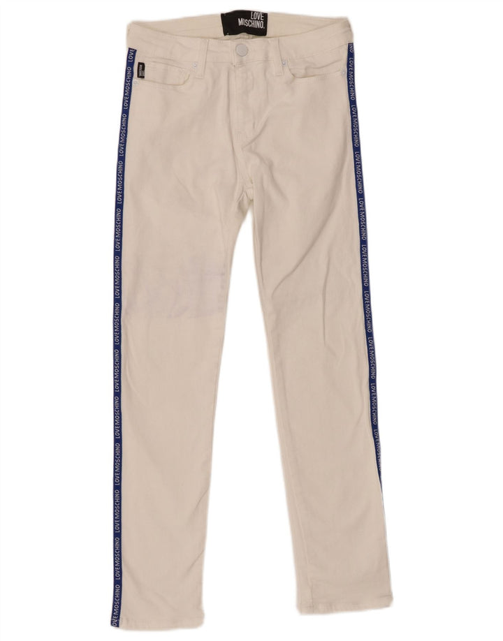 MOSCHINO Damen Graphic Skinny Jeans W26 L26 Weiß
