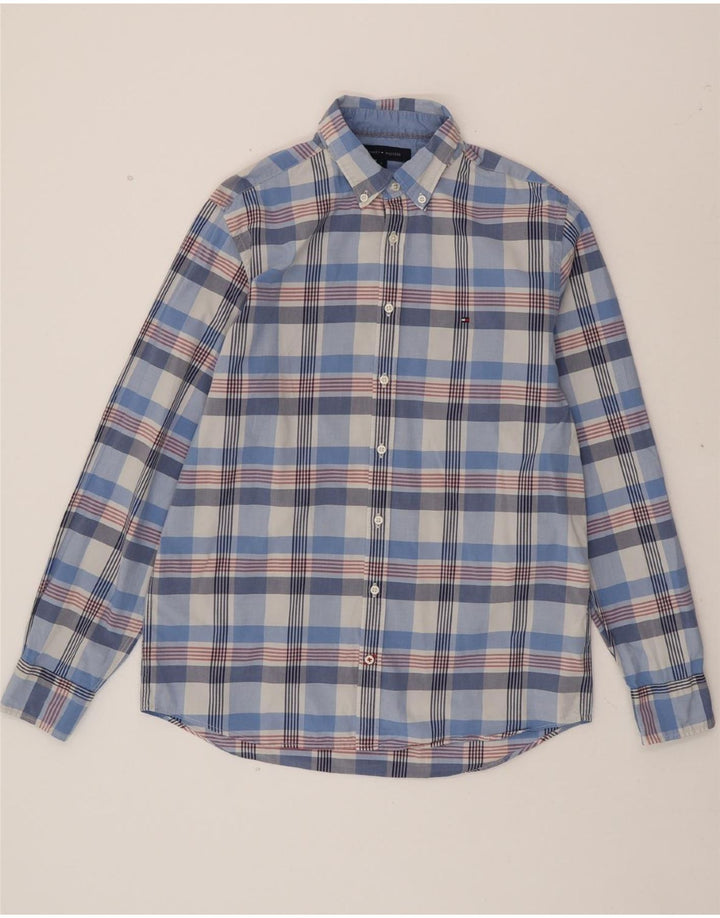 TOMMY HILFIGER Mens Regular Fit Shirt Large Blue Check Cotton Vintage Tommy Hilfiger and Second-Hand Tommy Hilfiger from Messina Hembry 