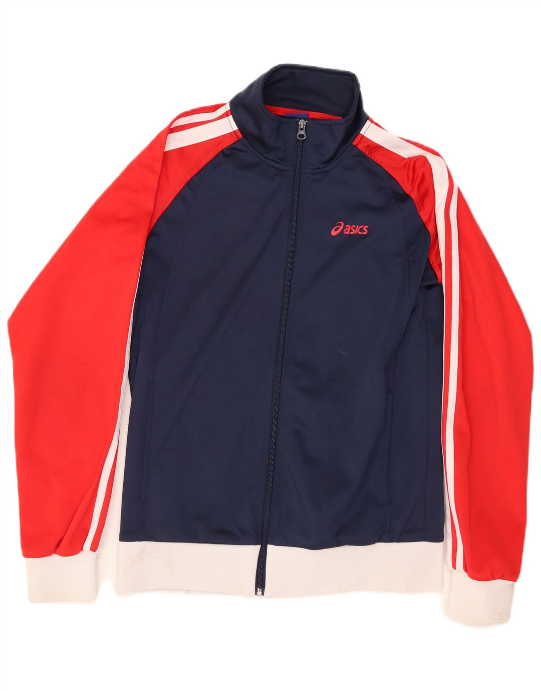 ASICS Herren-Trainingsanzug-Oberteil, Jacke, Größe S, Marineblau, Farbblock-Polyester