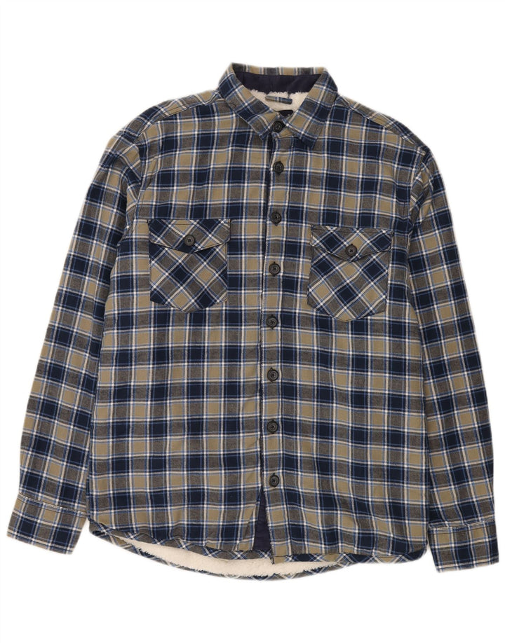 CAMARGUE Herren-Lumberjack-Flanellhemd, mittelblau, kariert, Baumwolle