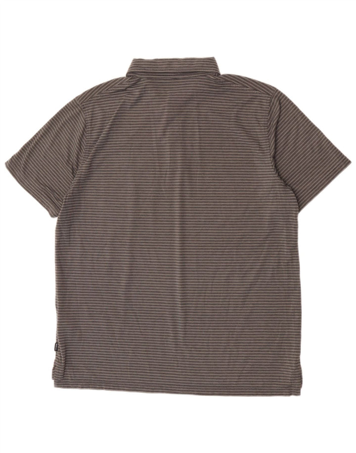 Rohan Herren-Poloshirt, großes graues Nadelstreifen-Polyester