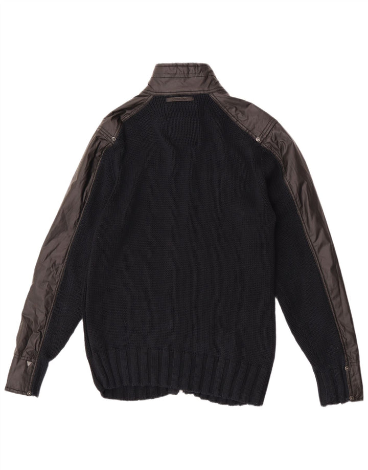 Guess Herren-Strickjacke, groß, aus schwarzer Baumwolle