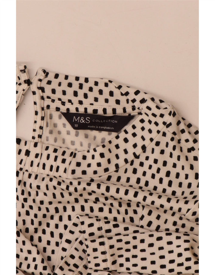 Marks & Spencer A-Linien-Kleid für Damen, Gr. 10, Größe S, gebrochenes Weiß, gepunktete Viskose