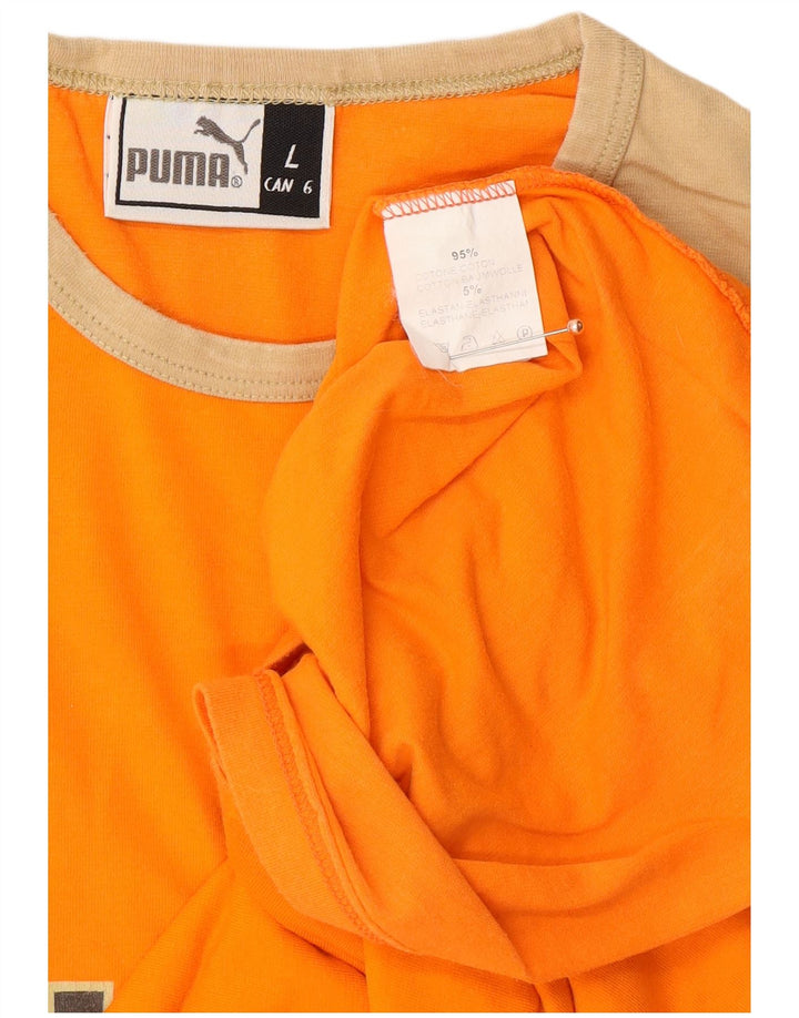 PUMA Herren Graphic Top Langarm Large Orange Colourblock Baumwolle
