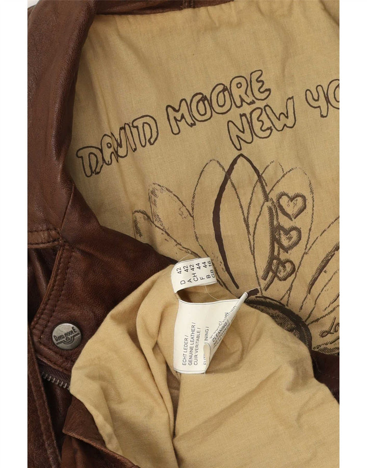 David Moore Damen Leder Bikerjacke UK 16 Large Braun