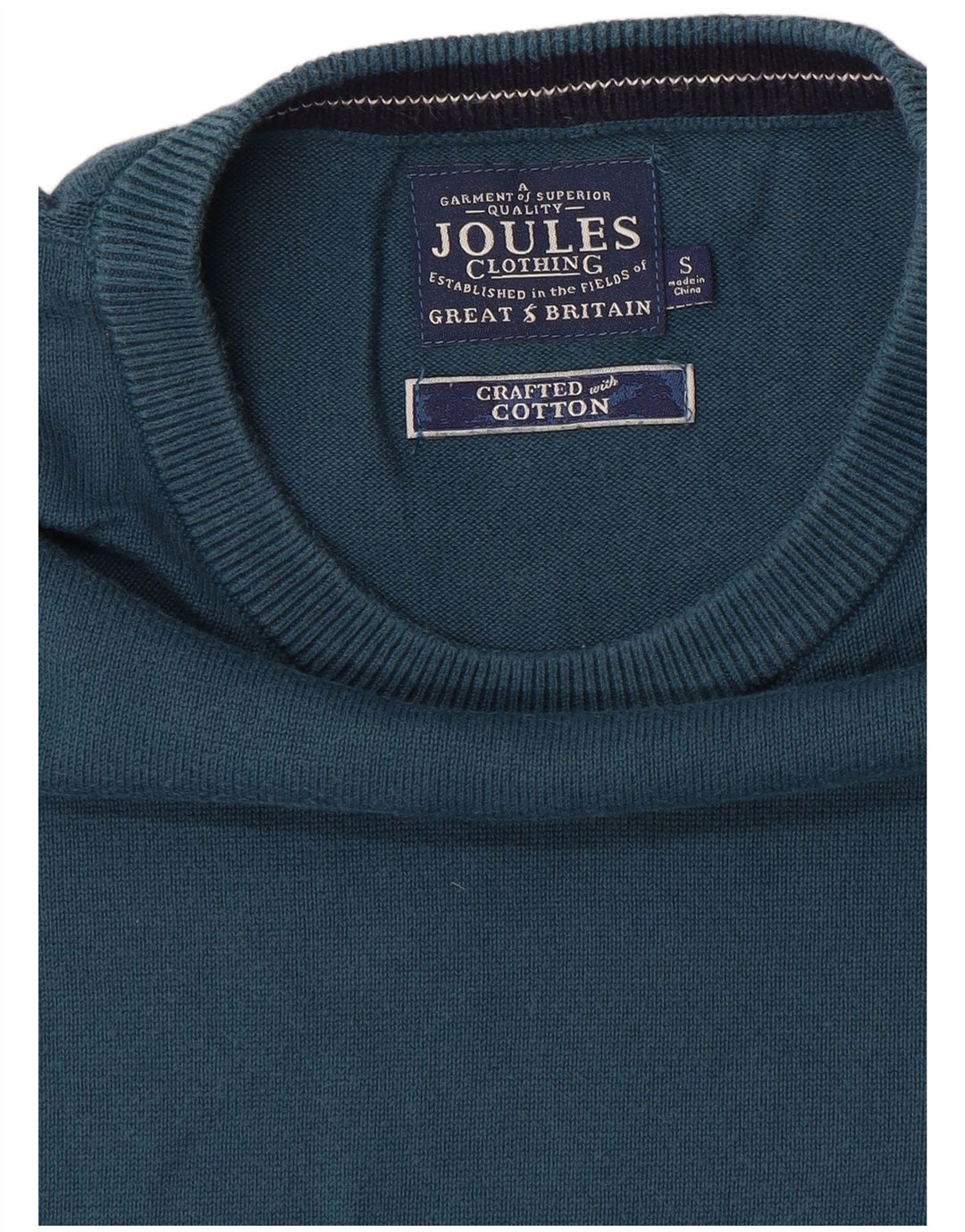 Joules Herren-Pullover mit U-Boot-Ausschnitt, Größe S, Blau, Baumwolle