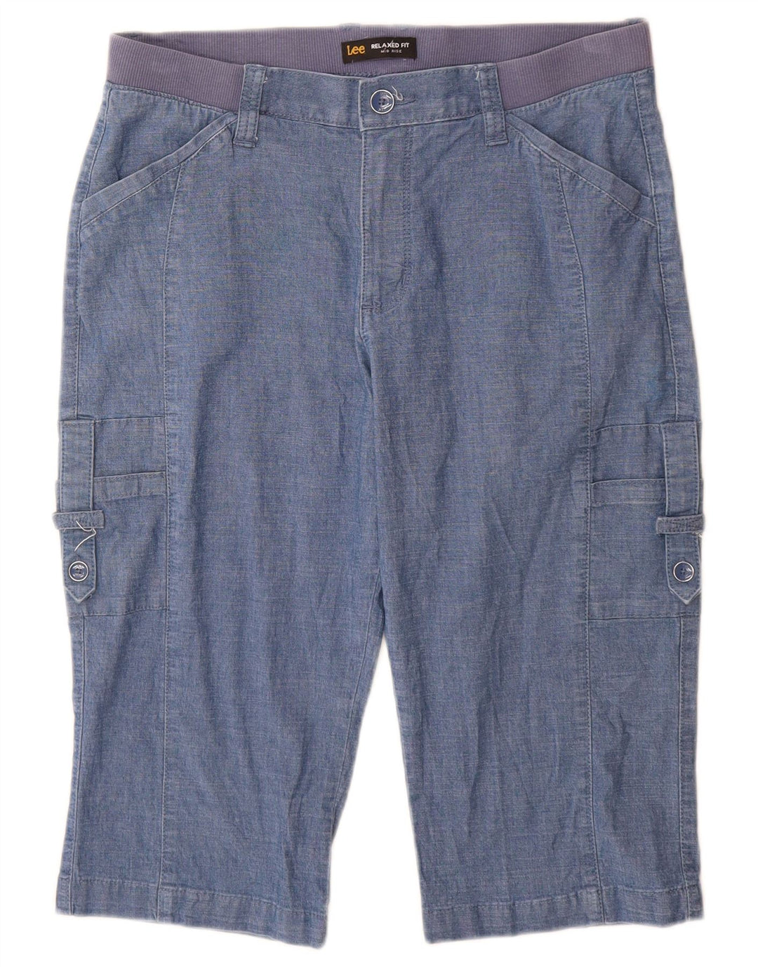 Lee Damen Bermuda Mid Rise Cargo Shorts US 10 Large W30 Blaue Baumwolle