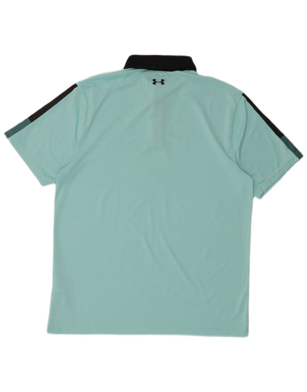 Under Armour Herren-Rugby-Poloshirt, großes blaues Colourblock-Polyester