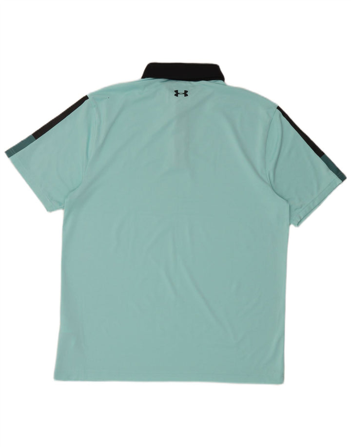 Under Armour Herren-Rugby-Poloshirt, großes blaues Colourblock-Polyester