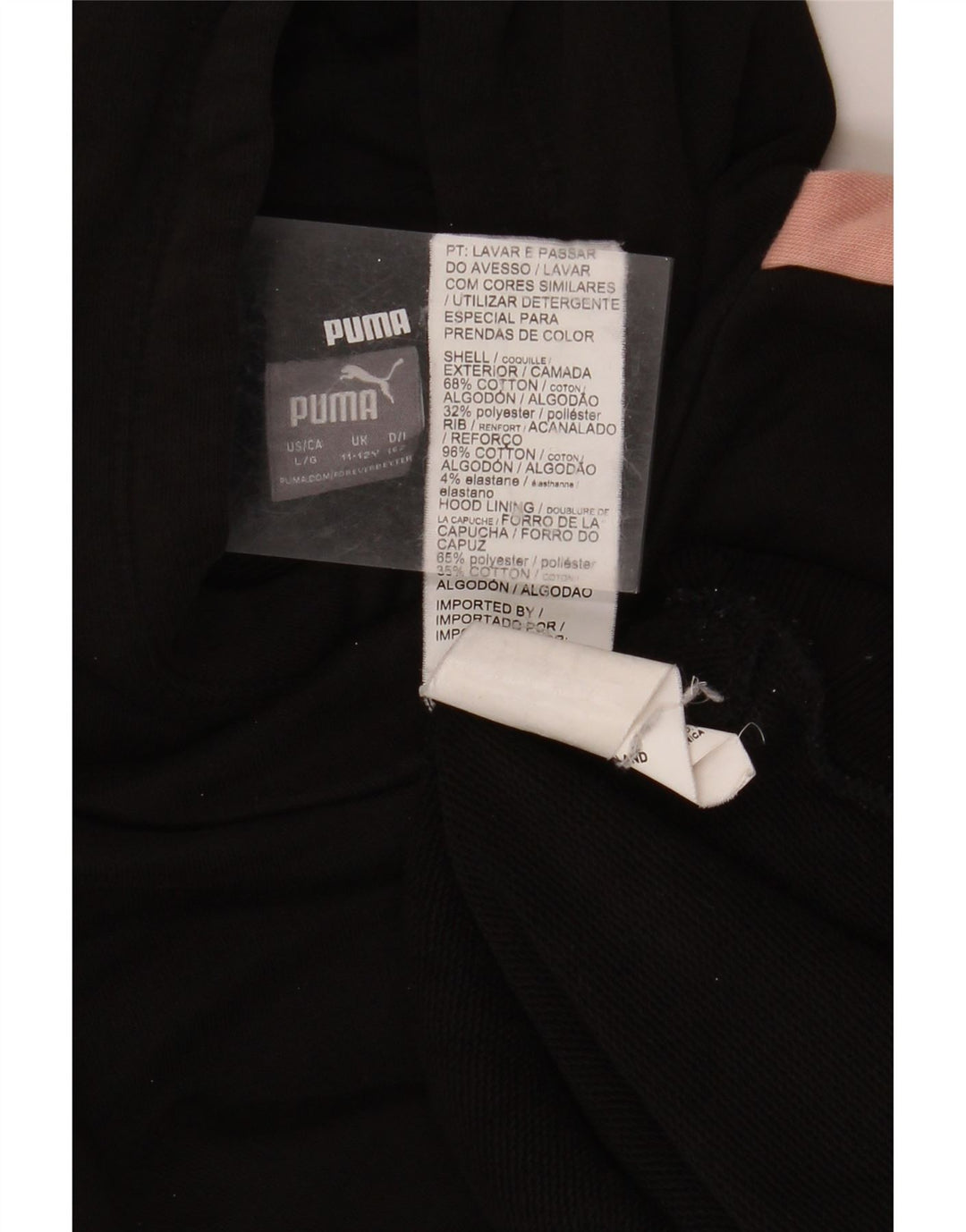 PUMA Mädchen-Kapuzenpullover, 11–12 Jahre, schwarze Farbblock-Baumwolle