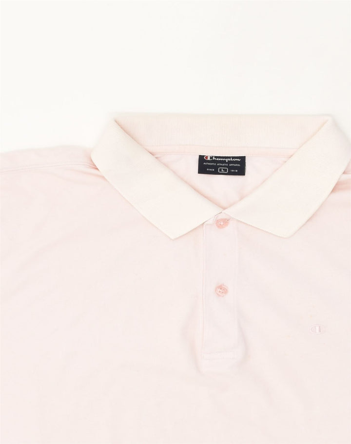 CHAMPION Mens Polo Shirt Large Pink Cotton | Vintage Champion | Thrift | Second-Hand Champion | Used Clothing | Messina Hembry 