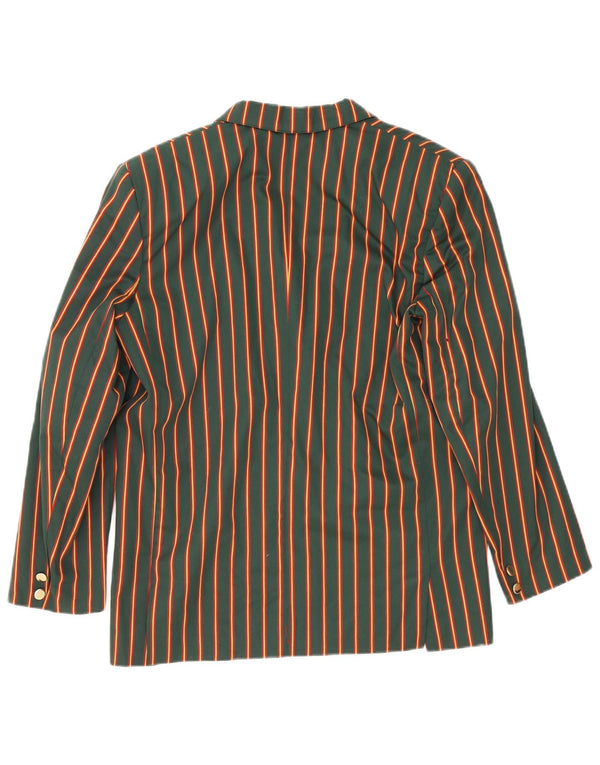 I Pinco Pallino Damen 2-Knopf-Blazerjacke UK 16 Große grüne Nadelstreifen