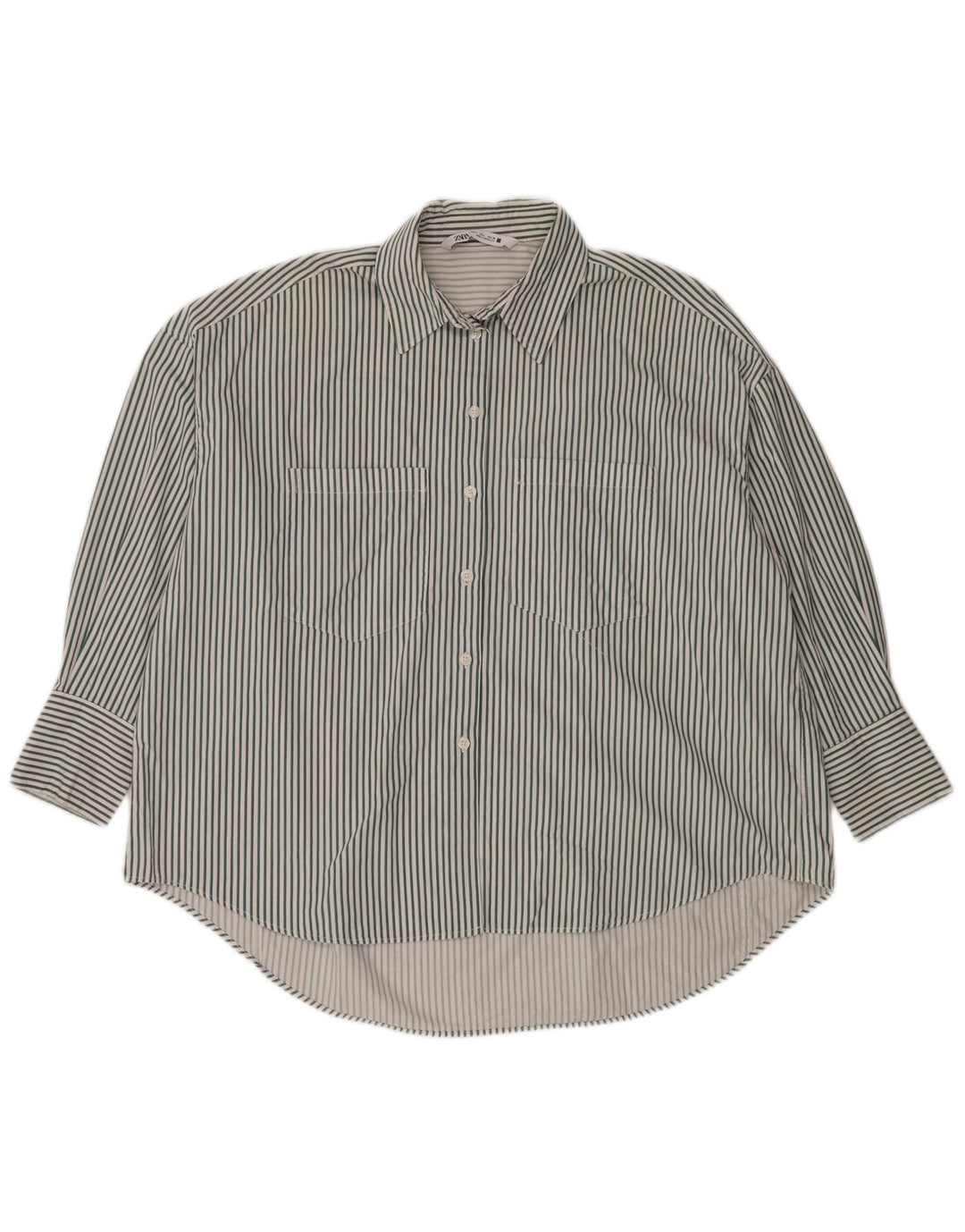 Zara Damen-Oversize-Hemd, UK 16, groß, weiß gestreift