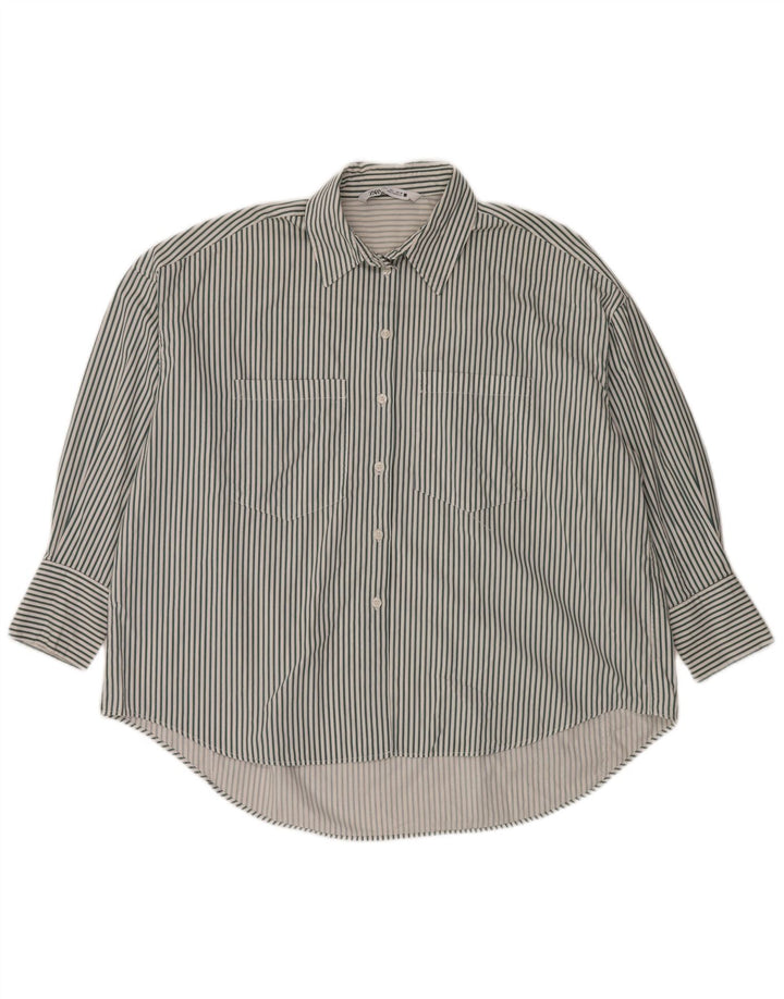Zara Damen-Oversize-Hemd, UK 16, groß, weiß gestreift