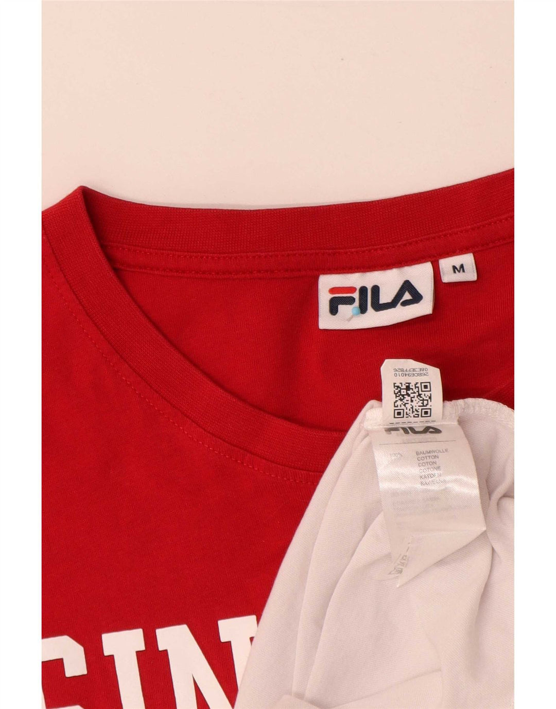 Fila Herren Grafik-T-Shirt-Oberteil aus mittelweißer Colourblock-Baumwolle