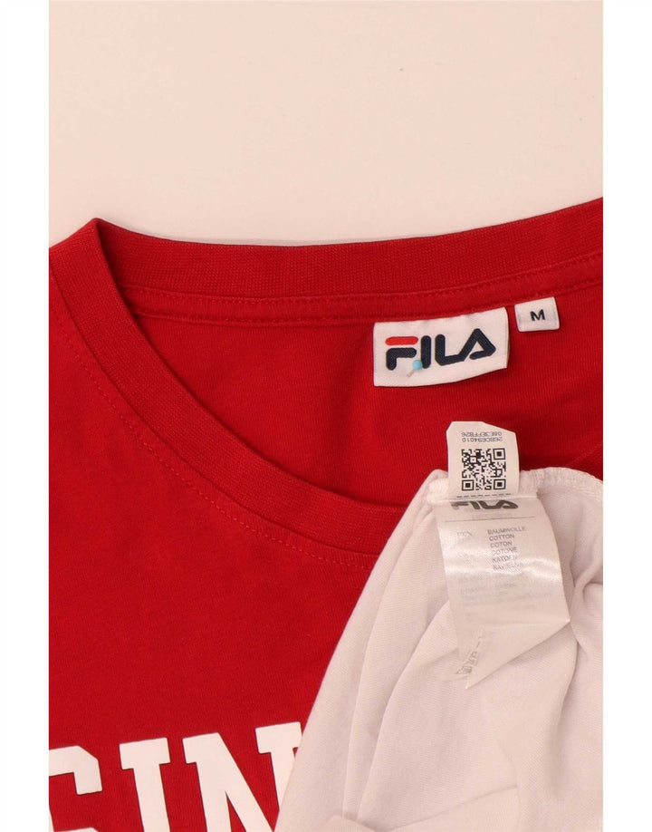 Fila Herren Grafik-T-Shirt-Oberteil aus mittelweißer Colourblock-Baumwolle