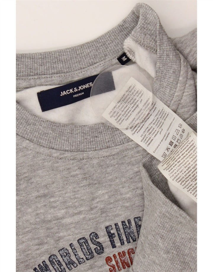 JACK & JONES Herren-Sweatshirt mit Grafik, mittelgrau gesprenkelte Baumwolle