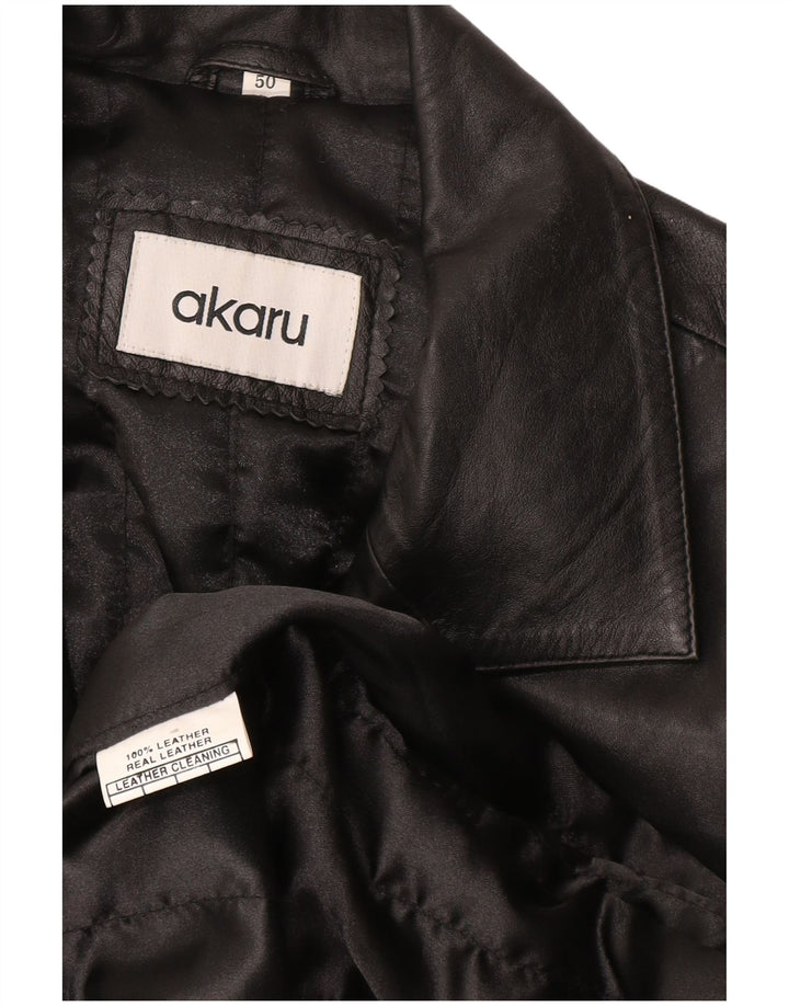 Herren-Ledermantel, EU 50, großes schwarzes Leder