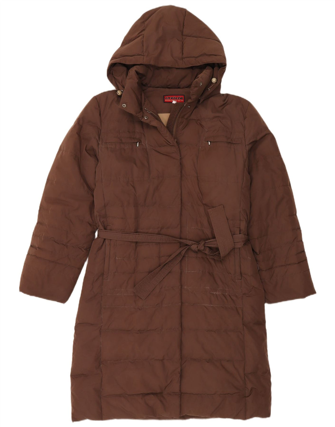 Invicta Wattierter Damenmantel mit Kapuze, UK 16, Größe L, braun, Polyester