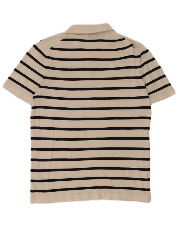 Massimo Dutti Herren-Poloshirt aus mittelweiß gestreifter Baumwolle
