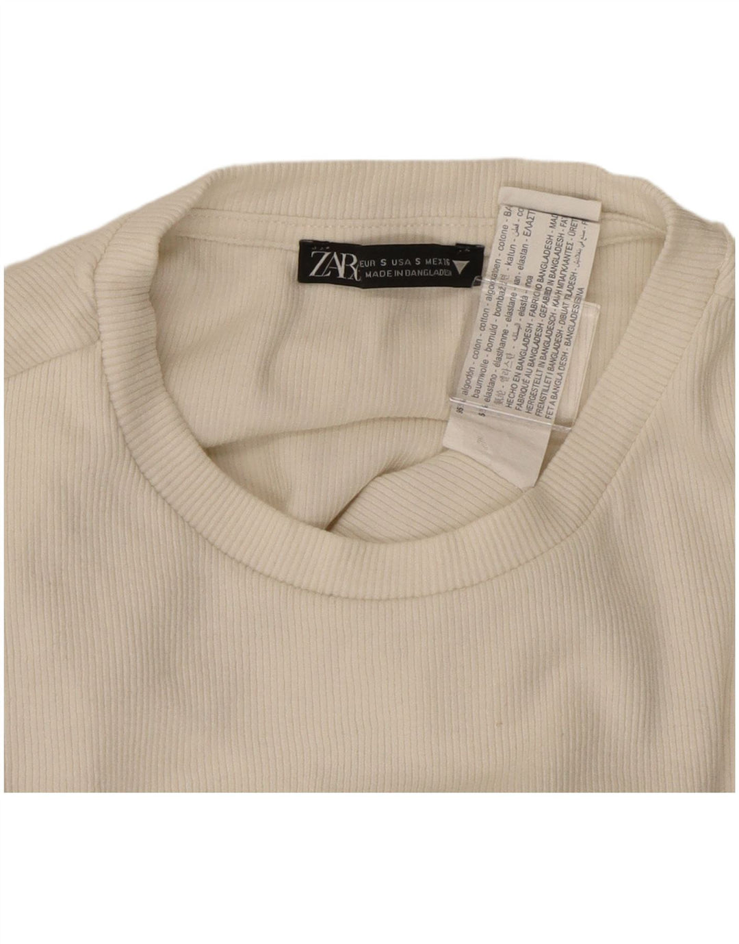 Langärmliger Damen-Body von ZARA, Gr. 8, Größe S, weiße Baumwolle