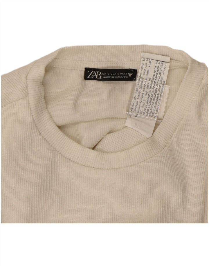 Langärmliger Damen-Body von ZARA, Gr. 8, Größe S, weiße Baumwolle