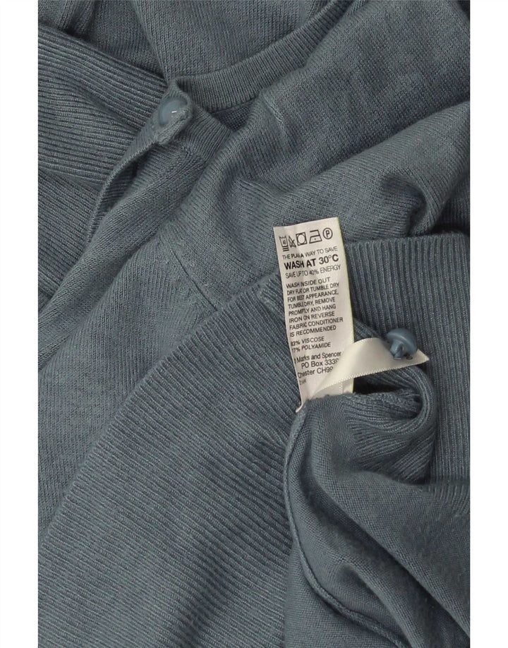 Marks & Spencer Damen Crop Cardigan Pullover UK 14 Große blaue Viskose